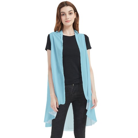 Blizzard Blue	 - 	sleeveless Chiffon Waistcoat Shirt by ColorfulWomensWear