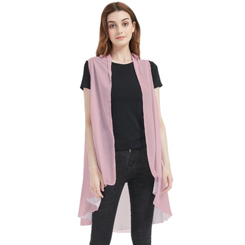 Baby Pink	 - 	sleeveless Chiffon Waistcoat Shirt by ColorfulWomensWear
