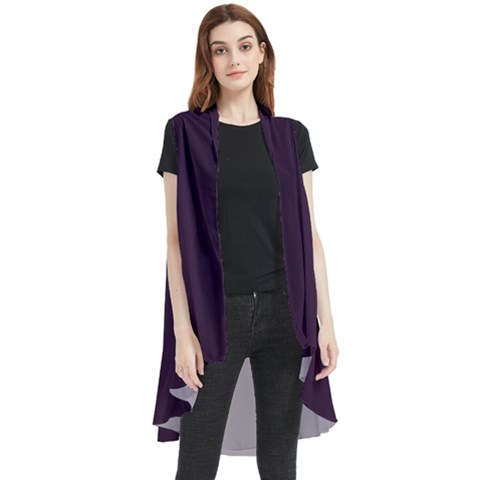 Eggplant Purple	 - 	sleeveless Chiffon Waistcoat Shirt by ColorfulWomensWear
