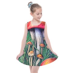 Forest Fairycore Mushroom Foraging Craft Kids  Summer Dress by GardenOfOphir