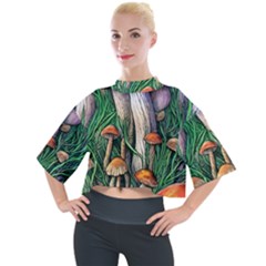 Forest Fairycore Mushroom Foraging Craft Mock Neck Tee