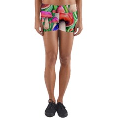 Mushroom Yoga Shorts by GardenOfOphir