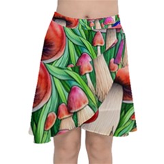 Mushroom Chiffon Wrap Front Skirt by GardenOfOphir