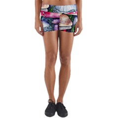 Foraging Mushroom Yoga Shorts by GardenOfOphir