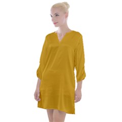 Goldenrod Orange	 - 	open Neck Shift Dress by ColorfulDresses