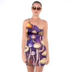 Whimsical Forest Mushroom One Soulder Bodycon Dress by GardenOfOphir