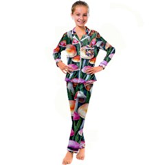 Goblincore Mushroom Kid s Satin Long Sleeve Pajamas Set by GardenOfOphir