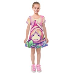 Forest Mushroom Kids  Short Sleeve Velvet Dress by GardenOfOphir