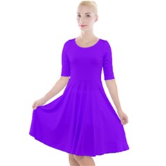 Electric Purple	 - 	quarter Sleeve A-line Dress by ColorfulDresses