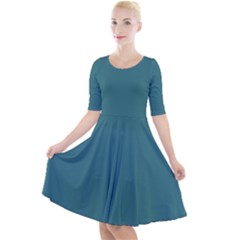 Ming Green	 - 	quarter Sleeve A-line Dress by ColorfulDresses