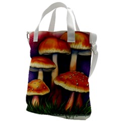 Nature s Woodsy Mushrooms Canvas Messenger Bag by GardenOfOphir