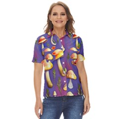 Farmcore Mushrooms Women s Short Sleeve Double Pocket Shirt