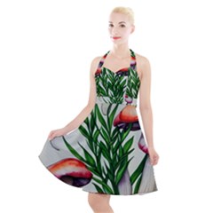 Forest Fungi Halter Party Swing Dress  by GardenOfOphir