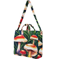 Mushroom Fairy Garden Square Shoulder Tote Bag by GardenOfOphir