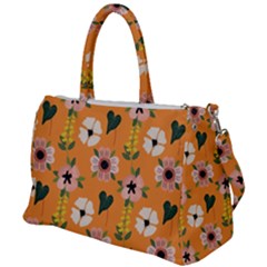 Flower Orange Pattern Floral Duffel Travel Bag by Dutashop