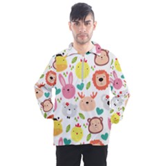 Cute Animals Cartoon Seamless Background Men s Half Zip Pullover by Jancukart