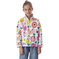 Cute Animals Cartoon Seamless Background Kids  Half Zip Hoodie by Jancukart