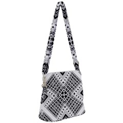 Black And White Modern Texture Seamless Print Fabric Pattern Zipper Messenger Bag by Jancukart