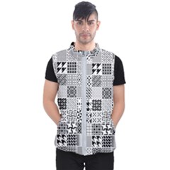 Black And White Geometric Patterns Men s Puffer Vest
