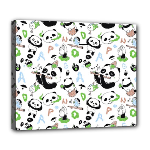 Giant Panda Bear Pattern Deluxe Canvas 24  X 20  (stretched) by Jancukart
