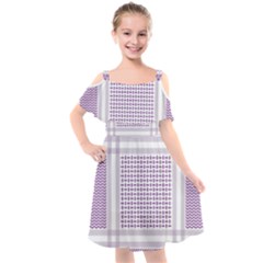 Square Purple Pattern Bead Purple Keffiyeh Purple Geometric Headdress Angle Violet Rectangle Kids  Cut Out Shoulders Chiffon Dress