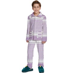 Square Purple Pattern Bead Purple Keffiyeh Purple Geometric Headdress Angle Violet Rectangle Kids  Long Sleeve Velvet Pajamas Set by Jancukart