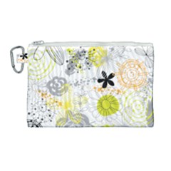 Doodle Flowers Hand Drawing Pattern Canvas Cosmetic Bag (large) by Jancukart
