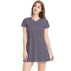 Dark Smoke Grey	 - 	short Sleeve V-neck Sports Dress by ColorfulSportsWear