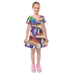 Mushroom Kids  Short Sleeve Velvet Dress by GardenOfOphir