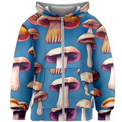 Cozy Forest Mushrooms Kids  Zipper Hoodie Without Drawstring by GardenOfOphir