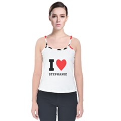 I Love Stephanie Velvet Spaghetti Strap Top by ilovewhateva