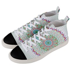 Flower Abstract Floral Hand Ornament Hand Drawn Mandala Men s Mid-top Canvas Sneakers