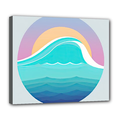 Tsunami Tidal Wave Wave Minimalist Ocean Sea Deluxe Canvas 24  X 20  (stretched) by Pakemis