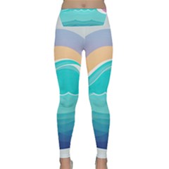 Tsunami Tidal Wave Wave Minimalist Ocean Sea Lightweight Velour Classic Yoga Leggings by Pakemis