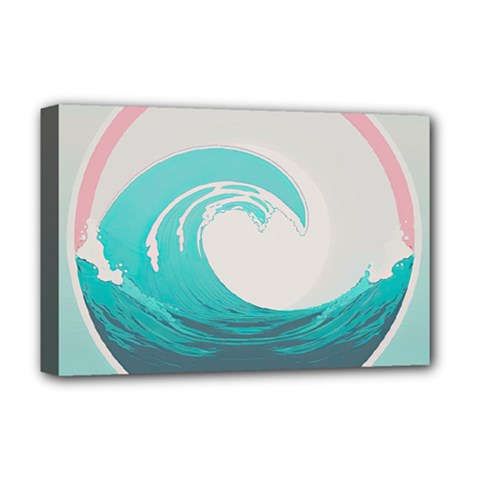 Tidal Wave Ocean Sea Tsunami Wave Minimalist Deluxe Canvas 18  X 12  (stretched) by Pakemis
