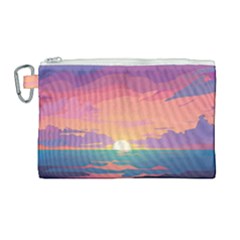 Sunset Ocean Beach Water Tropical Island Vacation 4 Canvas Cosmetic Bag (large) by Pakemis