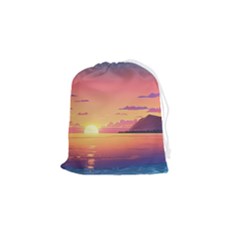 Sunset Ocean Beach Water Tropical Island Vacation 3 Drawstring Pouch (small) by Pakemis