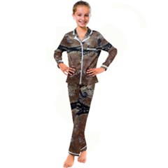 Rustic Charm Abstract Print Kid s Satin Long Sleeve Pajamas Set by dflcprintsclothing