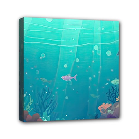 Ai Generated Ocean Sea Fish Aquatic Water Nature 3 Mini Canvas 6  X 6  (stretched) by Pakemis