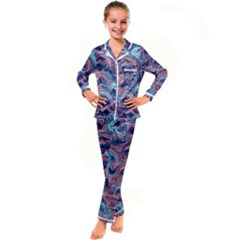 Fluid Art Pattern Kid s Satin Long Sleeve Pajamas Set by GardenOfOphir