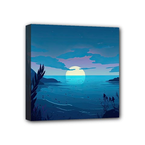 Ai Generated Ocean Sea Water Anime Nautical 2 Mini Canvas 4  X 4  (stretched) by Pakemis