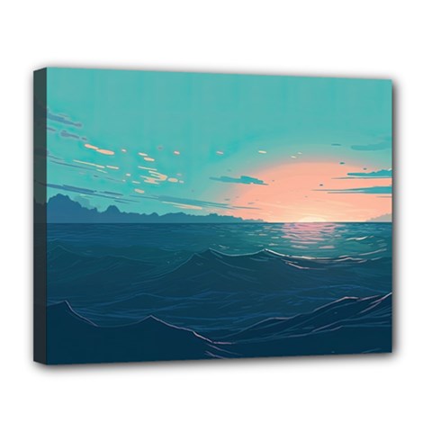 Ai Generated Ocean Sea Water Anime Nautical Canvas 14  X 11  (stretched) by Pakemis