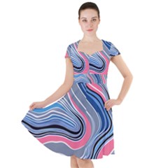 Fluid Abstract Art Cap Sleeve Midi Dress by GardenOfOphir