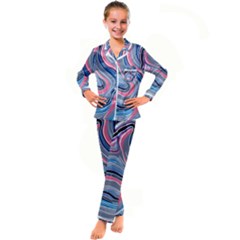 Fluid Abstract Art Kid s Satin Long Sleeve Pajamas Set by GardenOfOphir