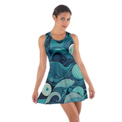 Waves Ocean Sea Abstract Whimsical Abstract Art Cotton Racerback Dress by Pakemis