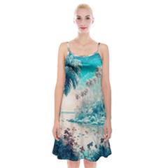 Tropical Winter Tropical Winter Landscape Spaghetti Strap Velvet Dress by Pakemis