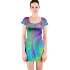 Fluid Art - Artistic And Colorful Short Sleeve Bodycon Dress by GardenOfOphir