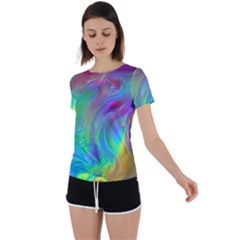 Fluid Art - Artistic And Colorful Back Circle Cutout Sports Tee by GardenOfOphir