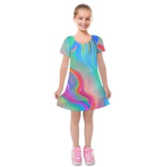 Fluid Art - Contemporary And Flowy Kids  Short Sleeve Velvet Dress by GardenOfOphir