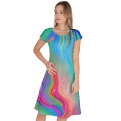Fluid Art - Contemporary And Flowy Classic Short Sleeve Dress by GardenOfOphir